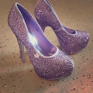 Mascotte rhinestone heels. Lavender in color.